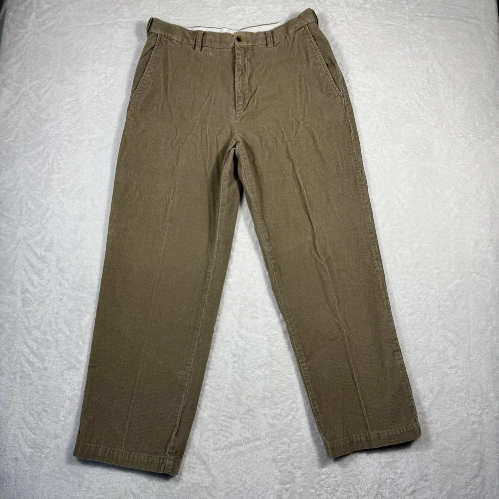 Haggar Men's Tan Brown Corduroy Pants Straight Leg Cotton 34x30‎ Casual Trousers